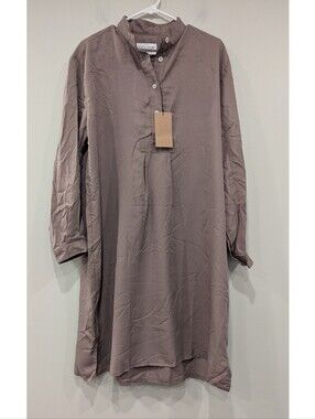 NWT The Sleep Shirt Long Sleep Shirt In Brown Tencel Lyocell One Size